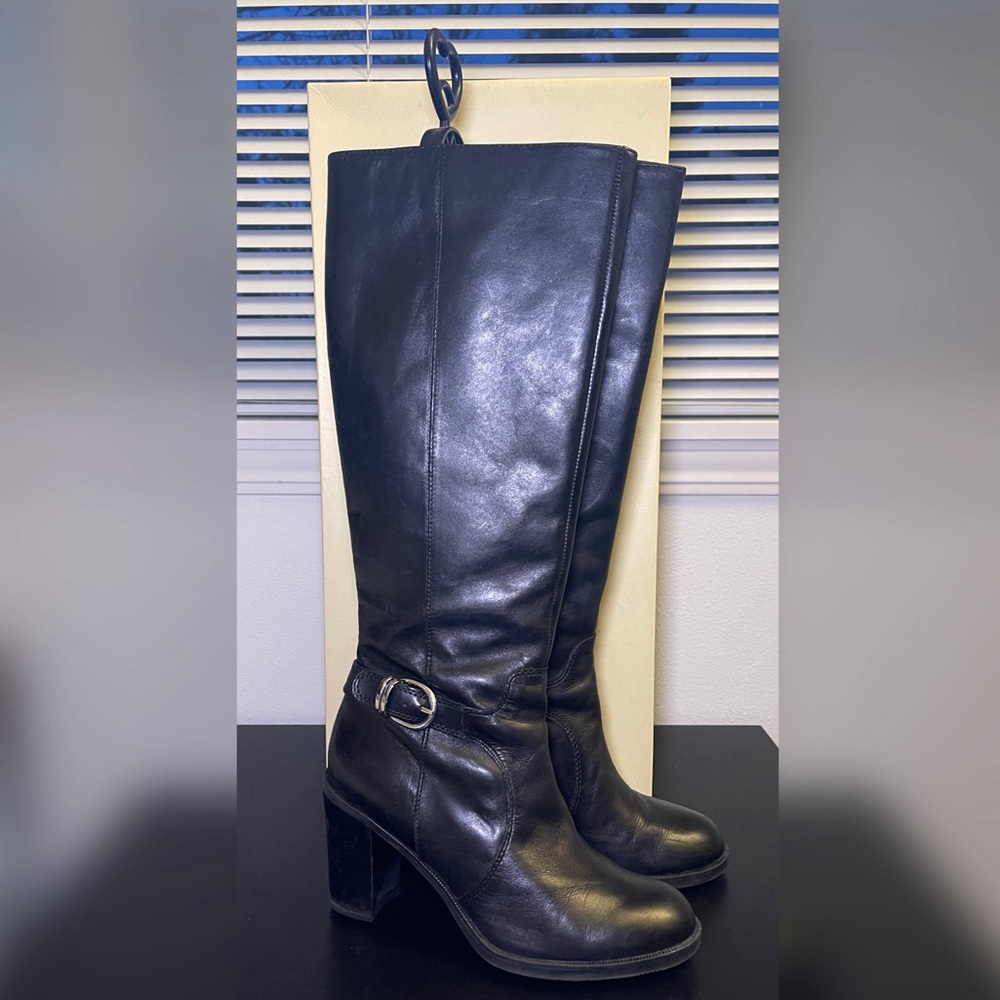 Franco Sarto Carlie Black Leather Boots Size 8